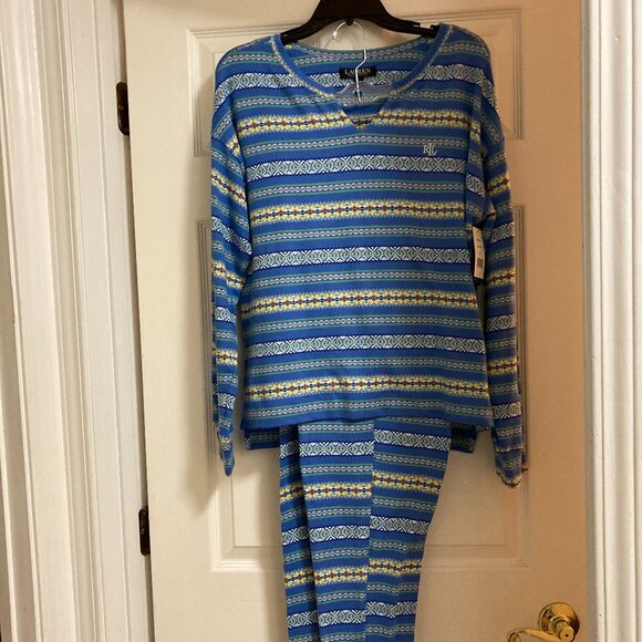 New Ralph Lauren 2-pc Jogger Pants Pajama Set Large - Picture 1 of 4